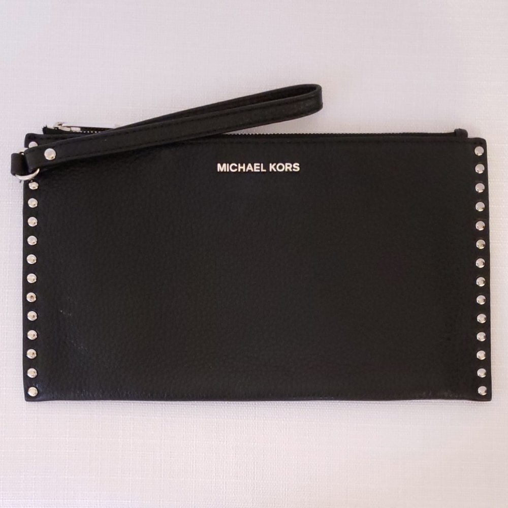 Michael Kors Black Large Clutch Wristlet with Studs